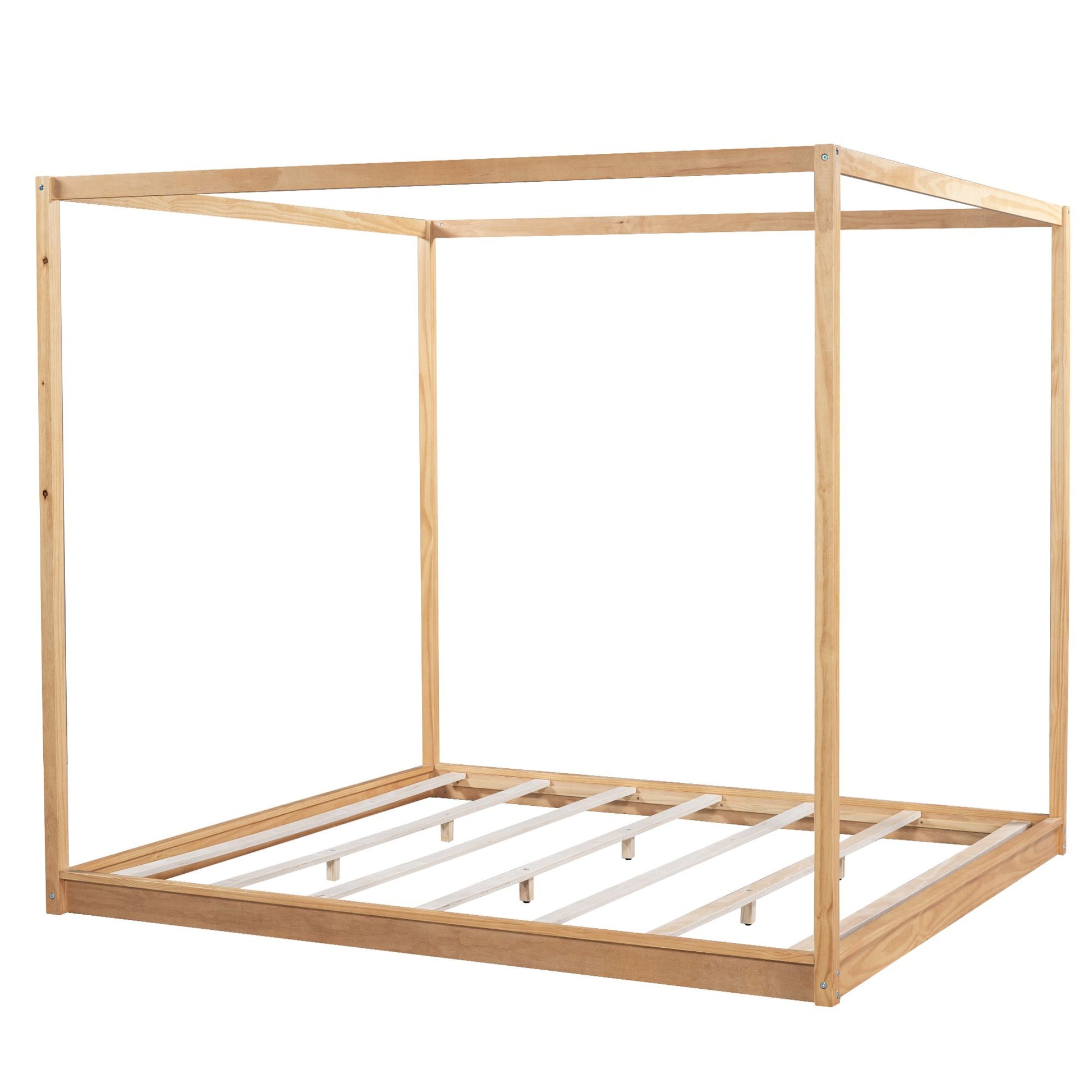 King Size Canopy Platform Bed with Support Legs, Natural image 11
