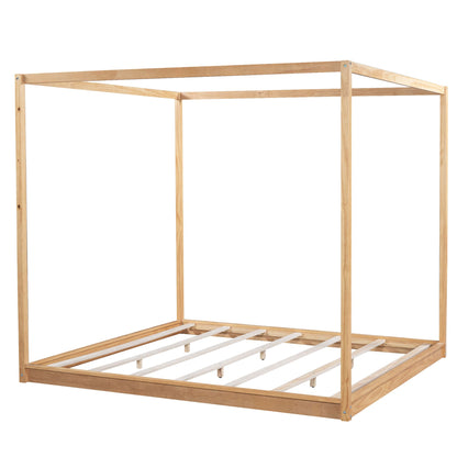 King Size Canopy Platform Bed with Support Legs, Natural image 11