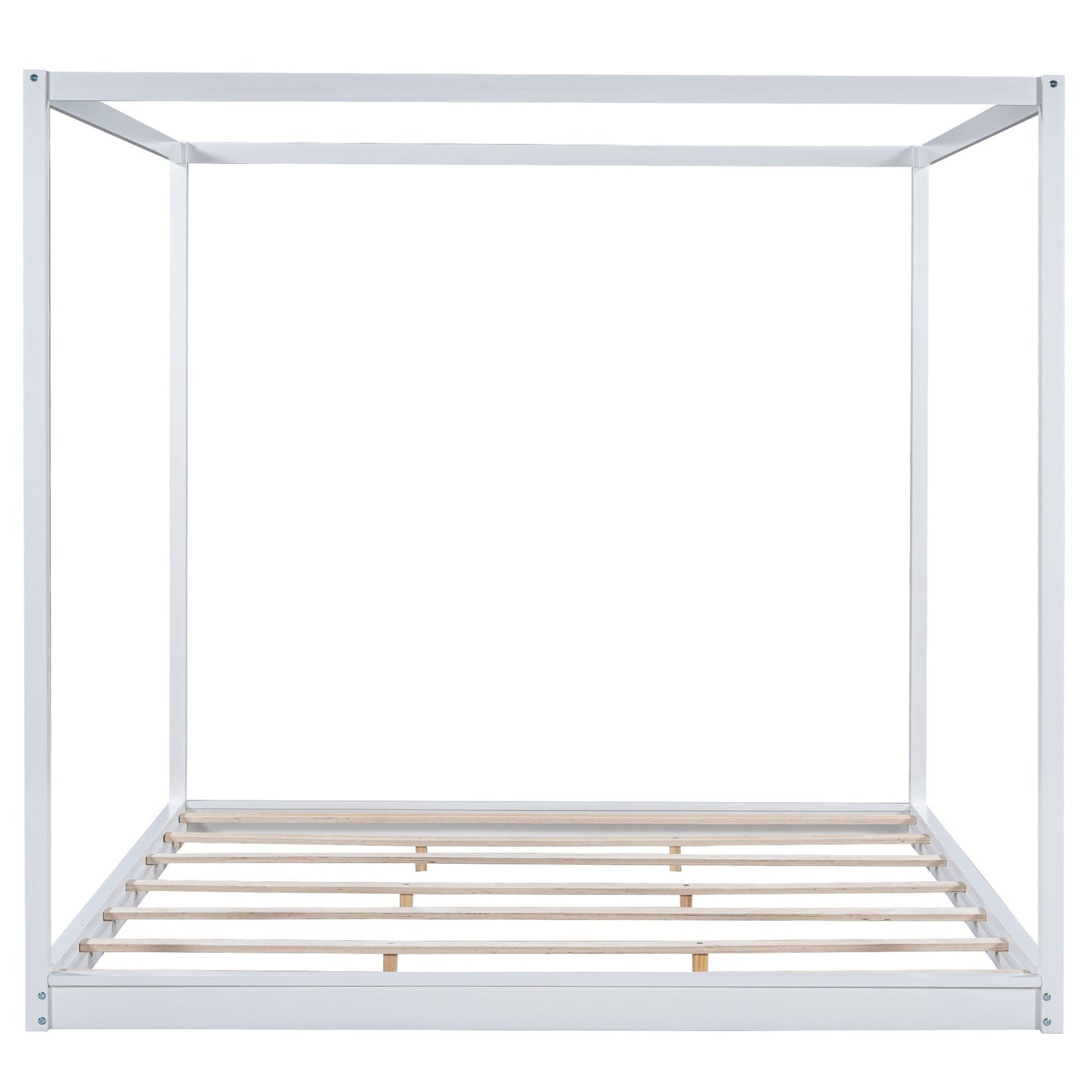King Size Canopy Platform Bed with Support Legs,White image 12