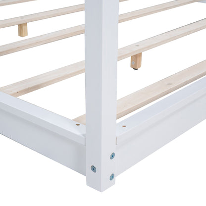 King Size Canopy Platform Bed with Support Legs,White image 11