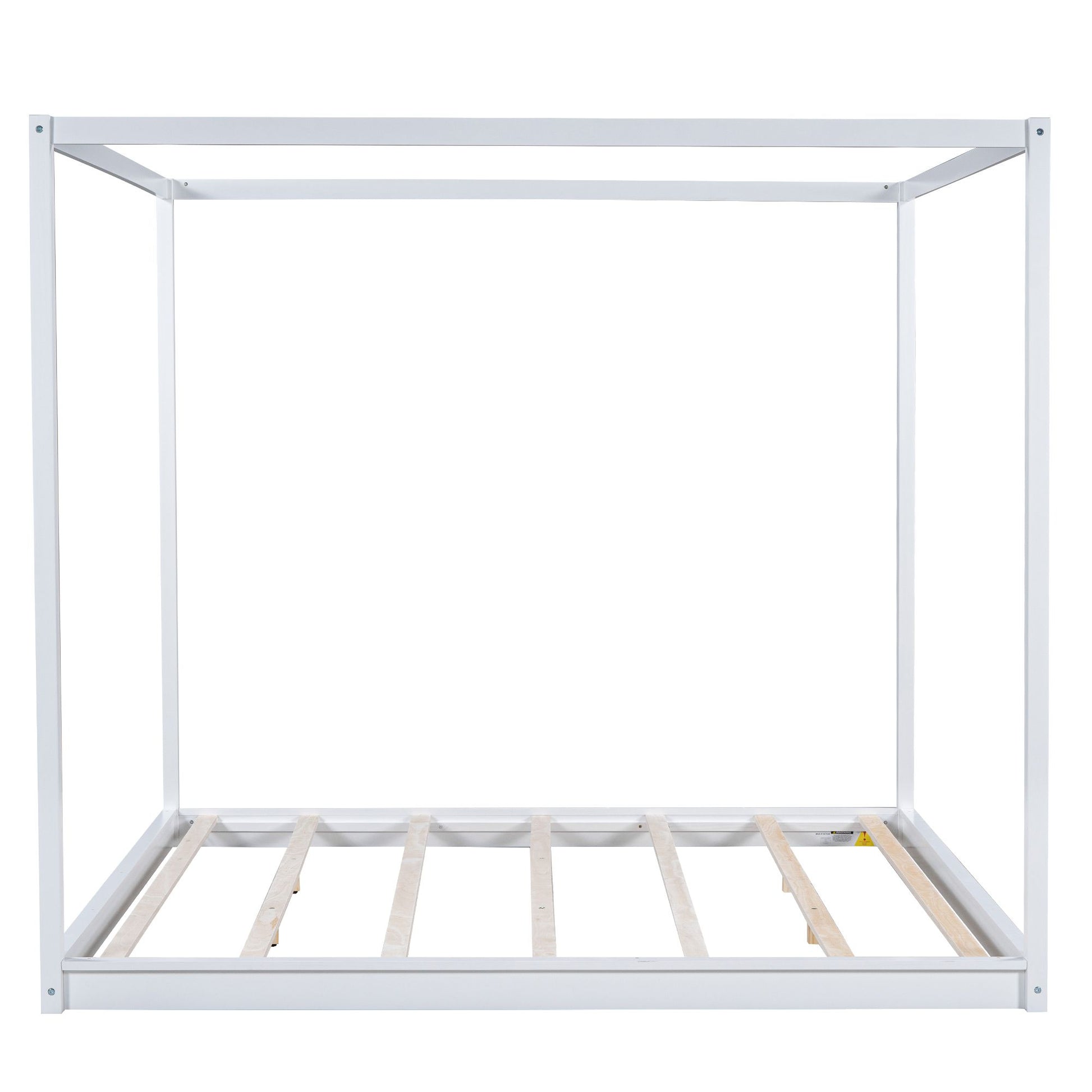 King Size Canopy Platform Bed with Support Legs,White image 15