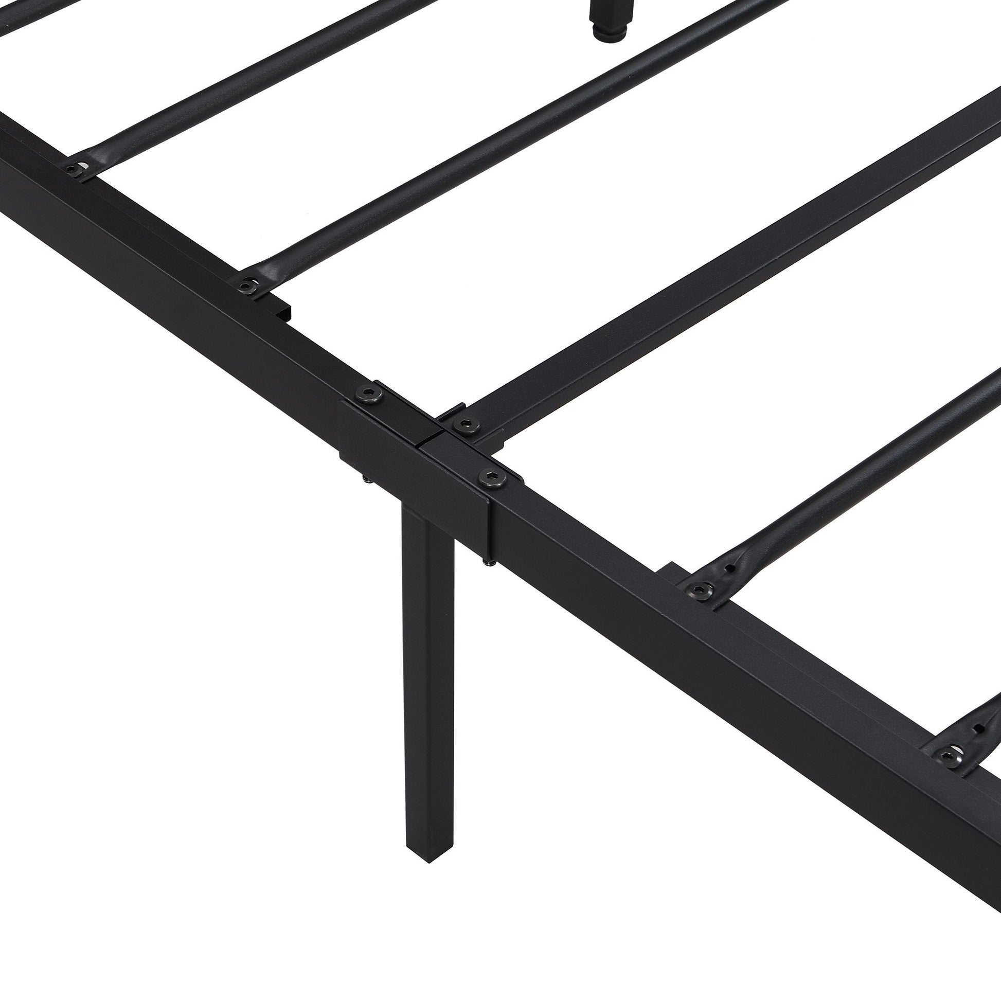 King Size Metal Platform Bed Frame with Wooden Headboard and Footboard with USB LINER, No Box Spring Needed, Large Under image 16