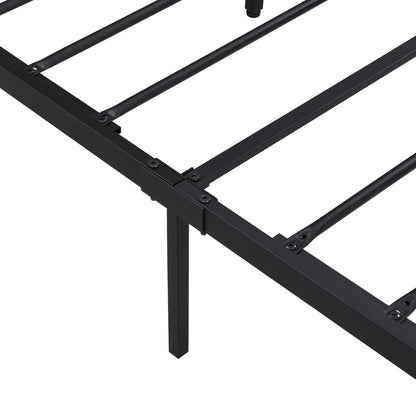 King Size Metal Platform Bed Frame with Wooden Headboard and Footboard with USB LINER, No Box Spring Needed, Large Under image 16