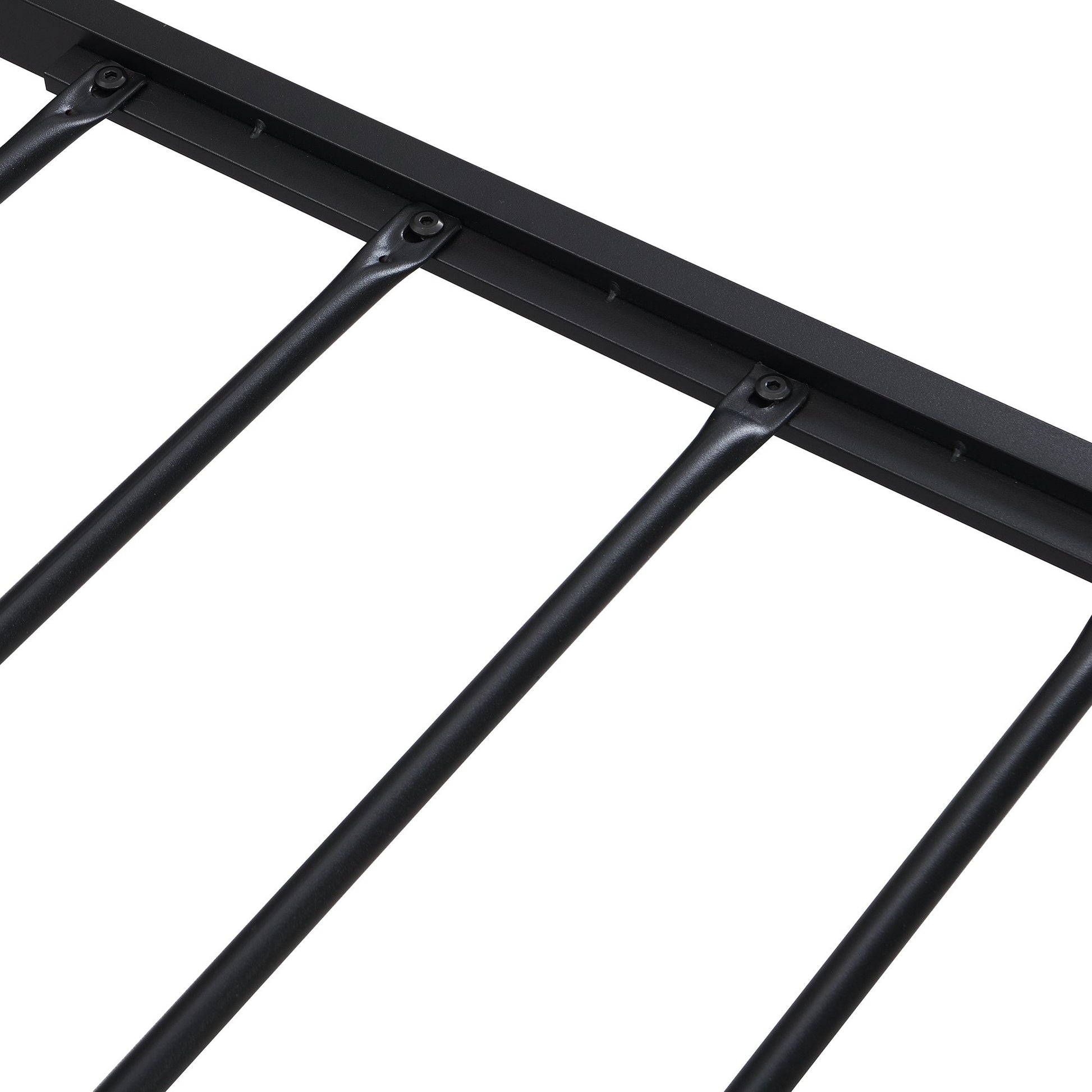 King Size Metal Platform Bed Frame with Wooden Headboard and Footboard with USB LINER, No Box Spring Needed, Large Under image 13