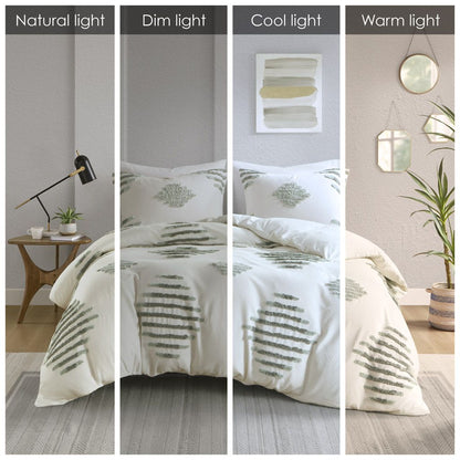 King/Cal King 3 Piece Cotton Blend Chenille Duvet Cover Set image 4