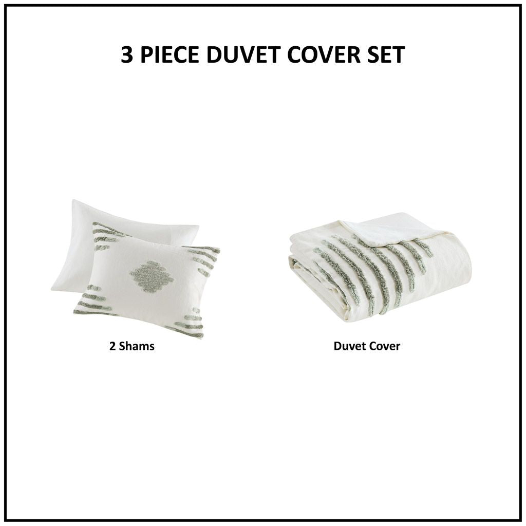 King/Cal King 3 Piece Cotton Blend Chenille Duvet Cover Set image 14