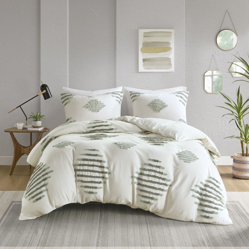 King/Cal King 3 Piece Cotton Blend Chenille Duvet Cover Set image 10