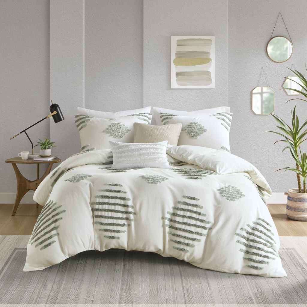 King/Cal King 3 Piece Cotton Blend Chenille Duvet Cover Set image 2
