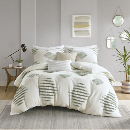 King/Cal King 3 Piece Cotton Blend Chenille Duvet Cover Set image 2