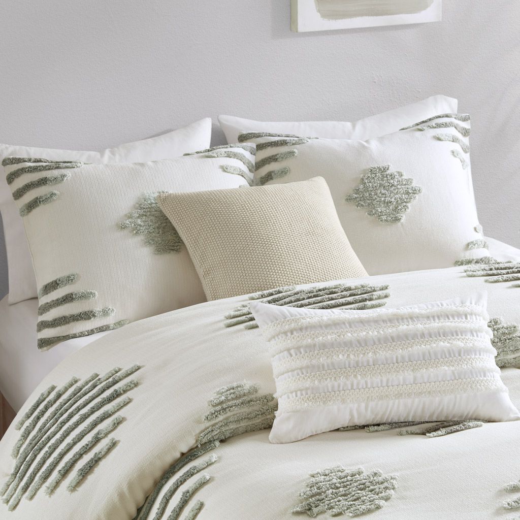 King/Cal King 3 Piece Cotton Blend Chenille Duvet Cover Set image 3