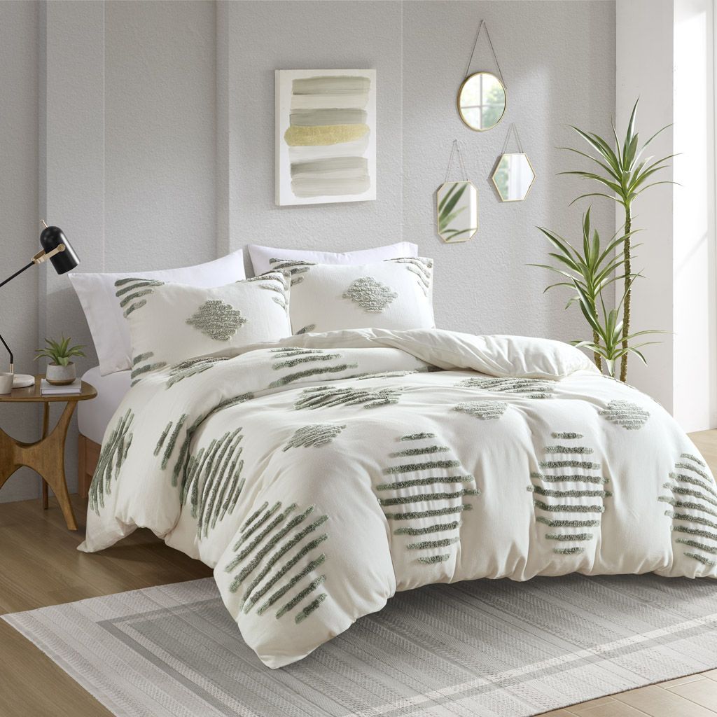 King/Cal King 3 Piece Cotton Blend Chenille Duvet Cover Set image 1