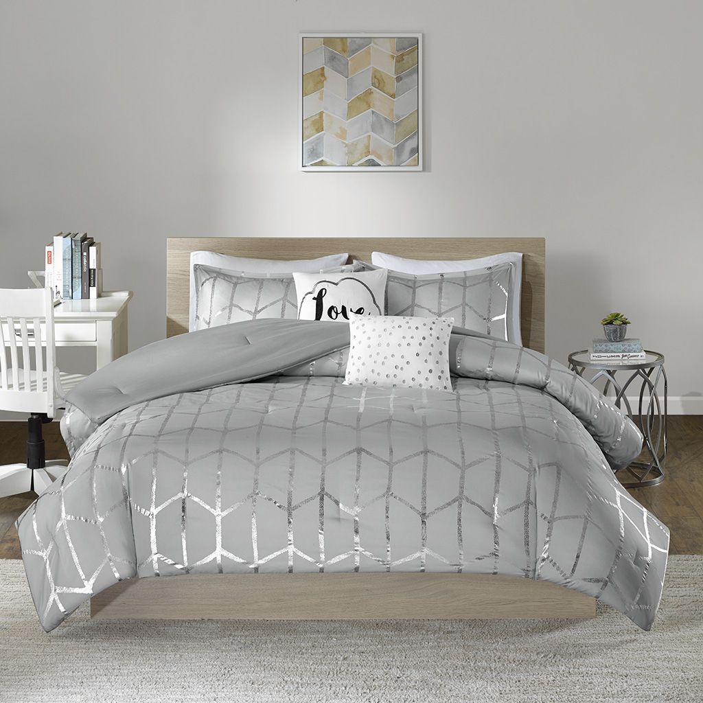 King/Cal King Metallic Printed Comforter Set image 4