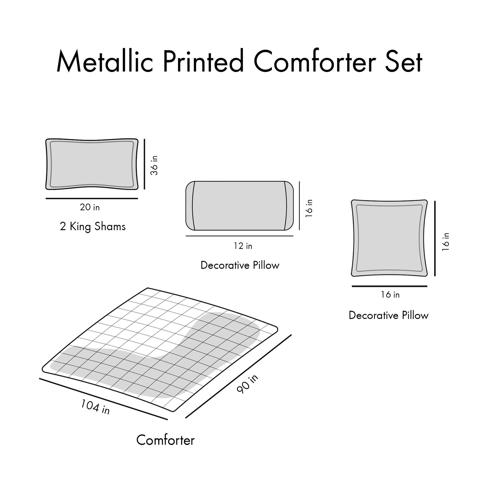 King/Cal King Metallic Printed Comforter Set image 11