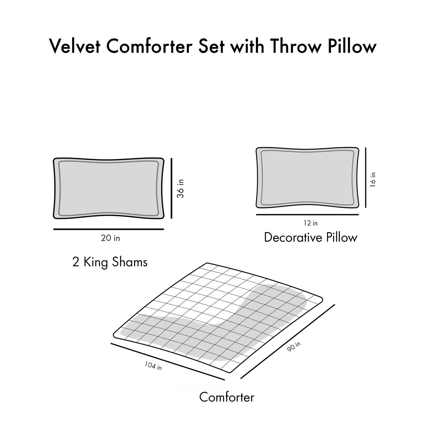 King/Cal King Velvet Comforter Set with Throw Pillow image 14
