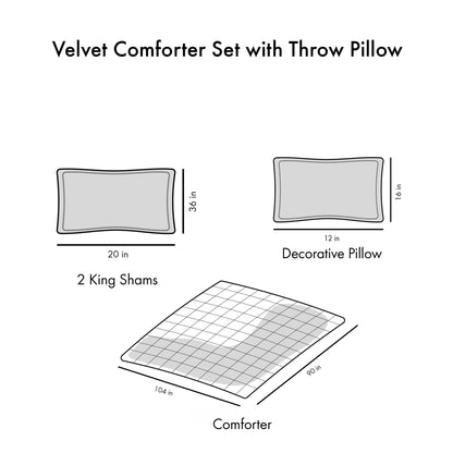 King/Cal King Velvet Comforter Set with Throw Pillow image 14