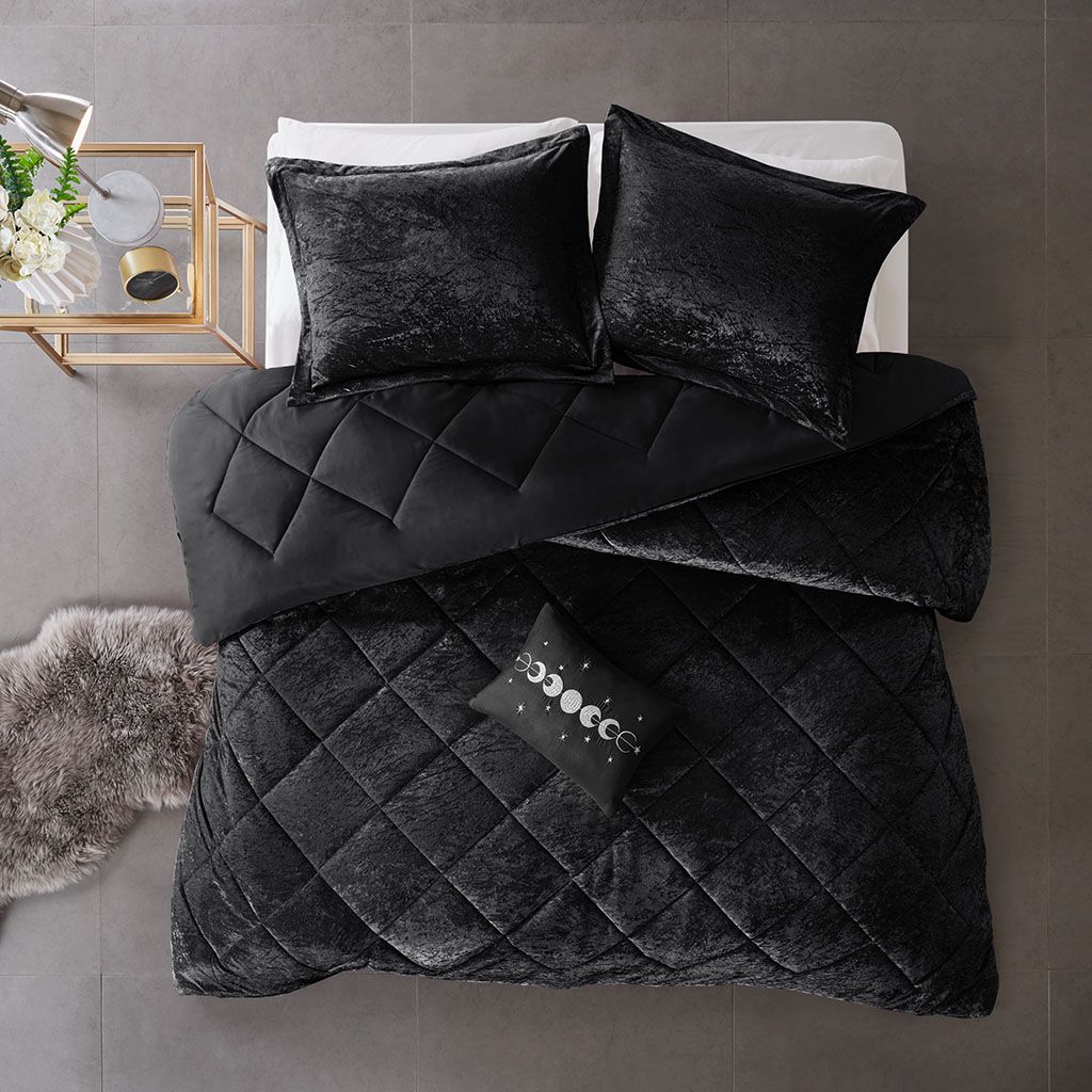 King/Cal King Velvet Comforter Set with Throw Pillow image 10