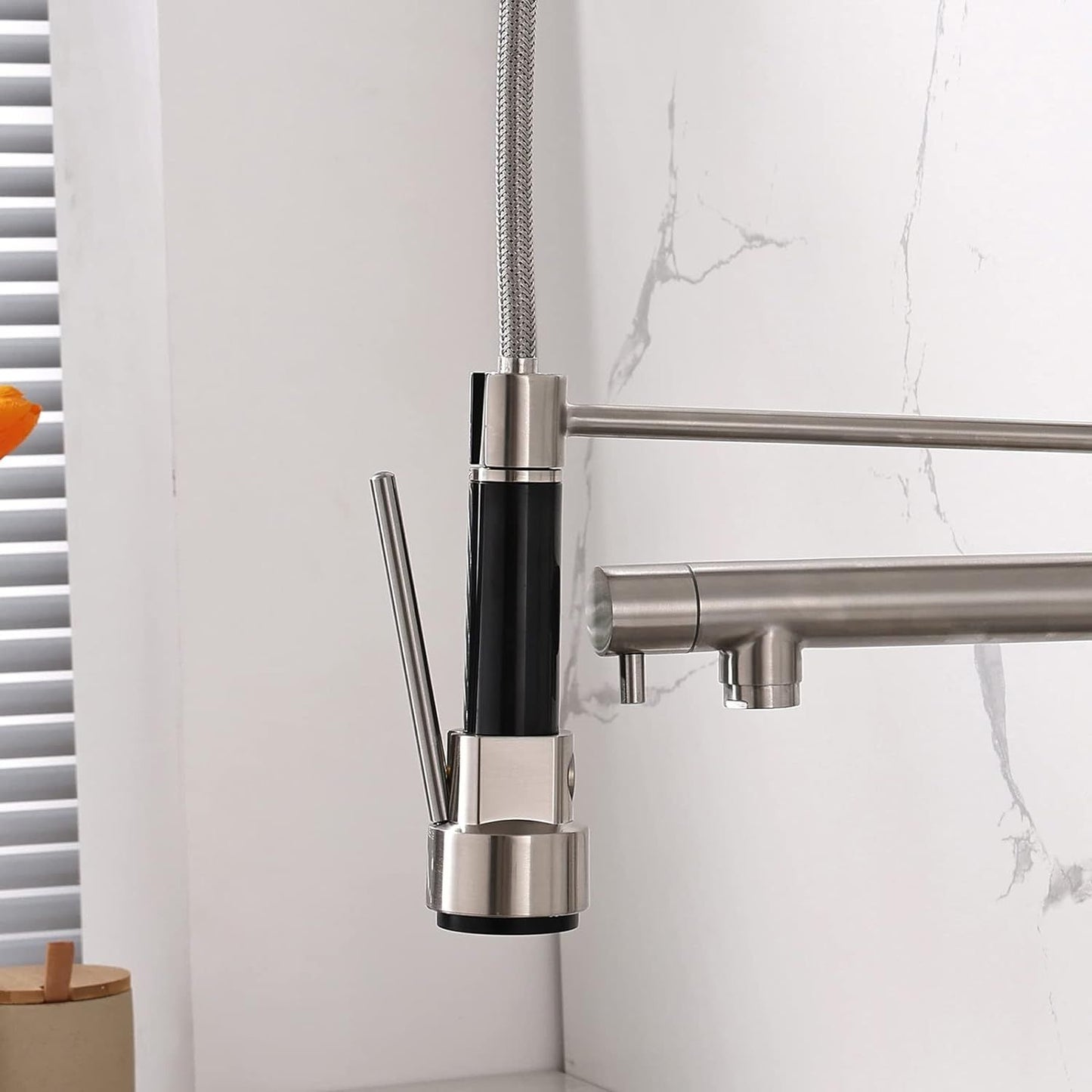 Kitchen Faucet Kit, Modern Style 2-Function Pull Down Sprayer and Pot Filler, High Arch Single Handle Kitchen Faucets wi image 4