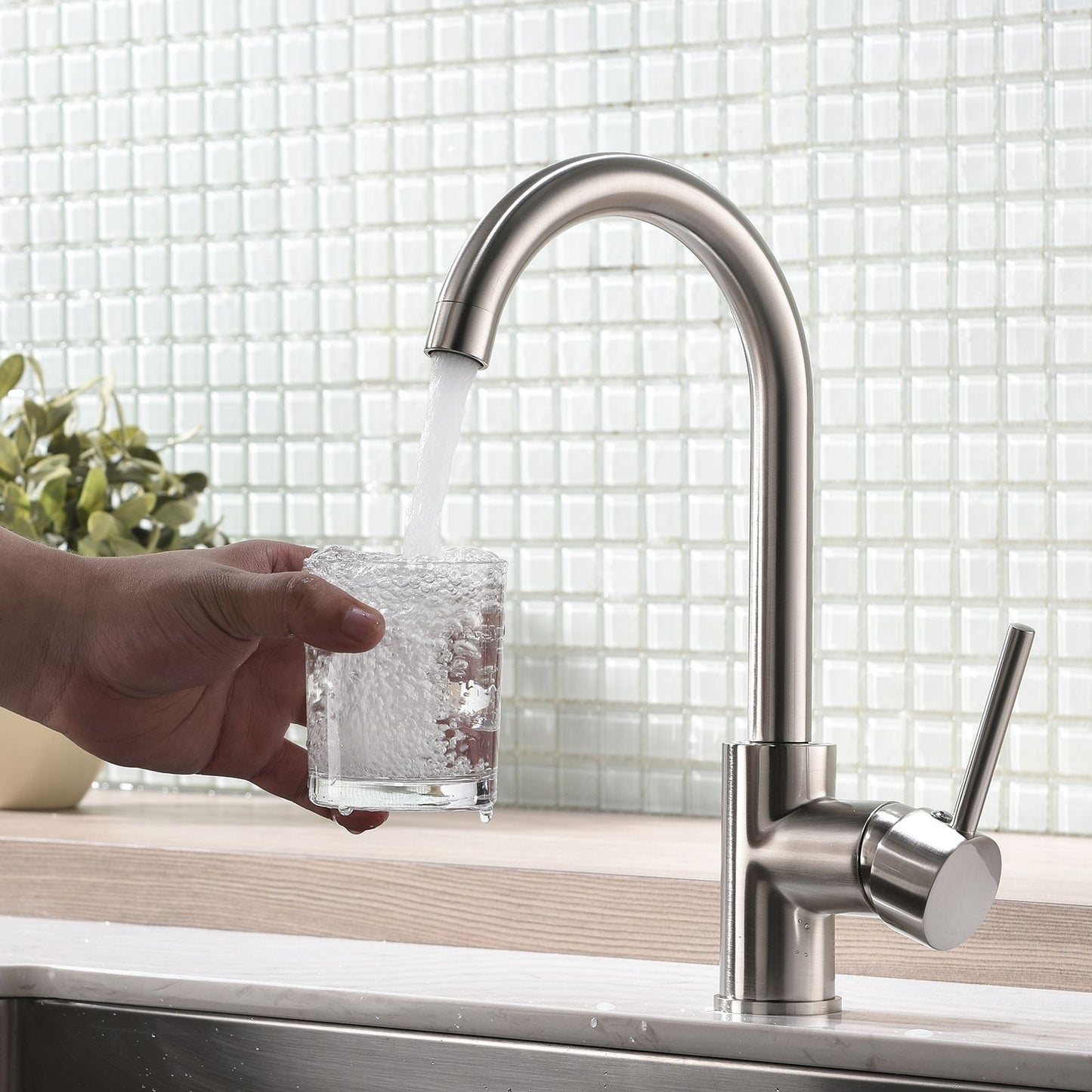 Kitchen Faucet Single Handle Stainless Steel,Commercial Single Hole Kitchen Sink Faucet,Modern One Hole Bar Sink Faucet image 3