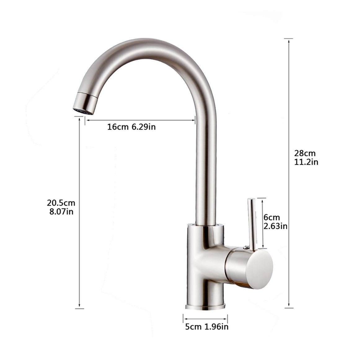 Kitchen Faucet Single Handle Stainless Steel,Commercial Single Hole Kitchen Sink Faucet,Modern One Hole Bar Sink Faucet image 7