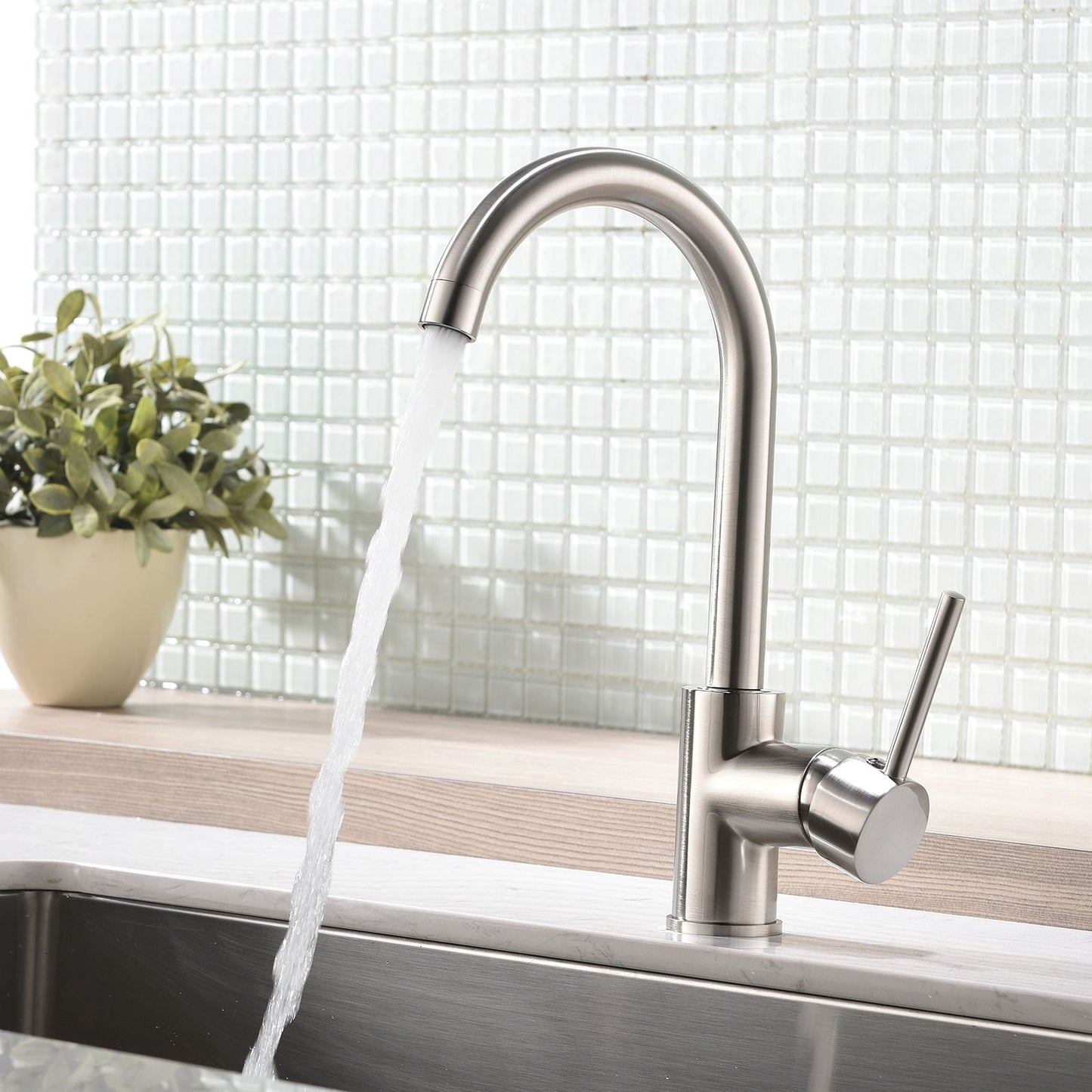 Kitchen Faucet Single Handle Stainless Steel,Commercial Single Hole Kitchen Sink Faucet,Modern One Hole Bar Sink Faucet image 4
