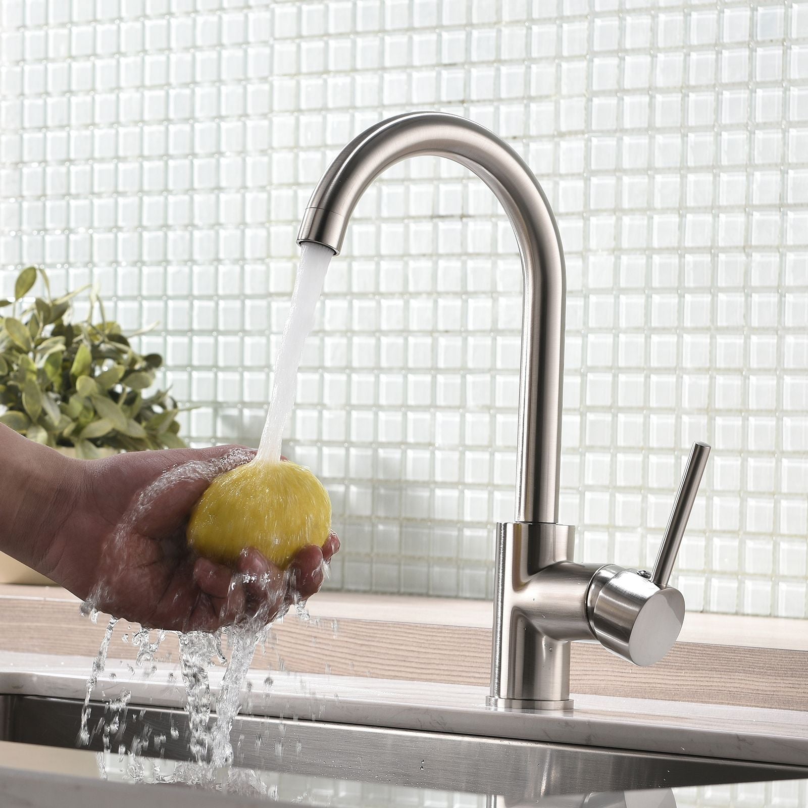 Kitchen Faucet Single Handle Stainless Steel,Commercial Single Hole Kitchen Sink Faucet,Modern One Hole Bar Sink Faucet image 5