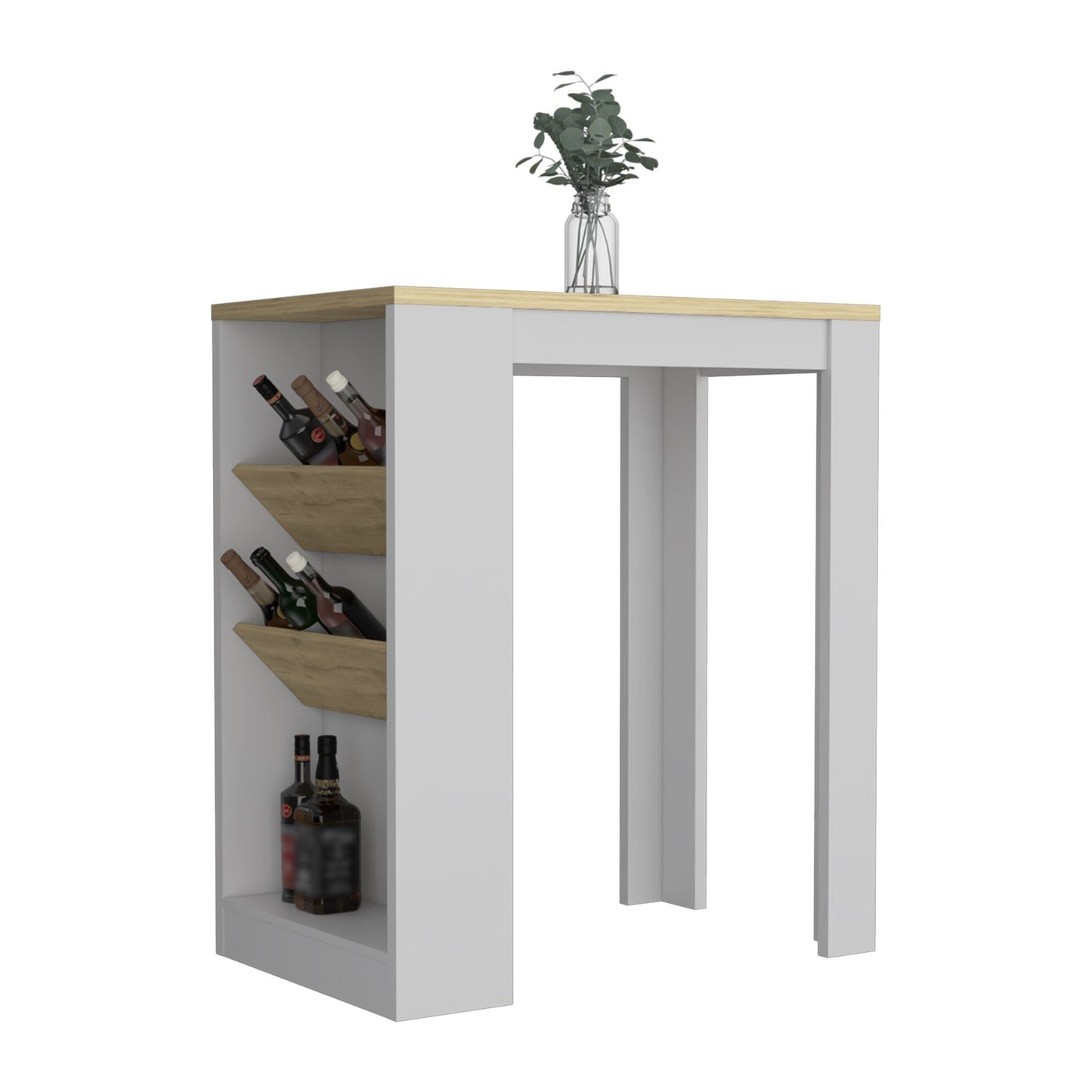 Kitchen Island 41" H, 2 Bottle Organizer and Shelf, White / Macadamia image 4