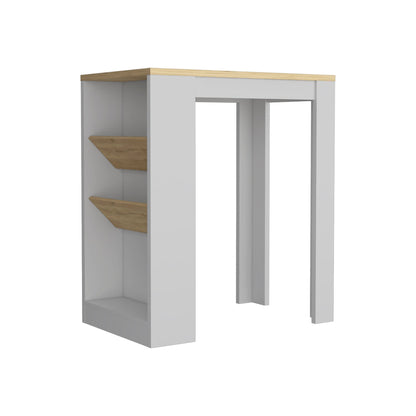 Kitchen Island 41" H, 2 Bottle Organizer and Shelf, White / Macadamia image 3