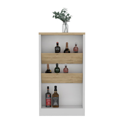 Kitchen Island 41" H, 2 Bottle Organizer and Shelf, White / Macadamia image 2