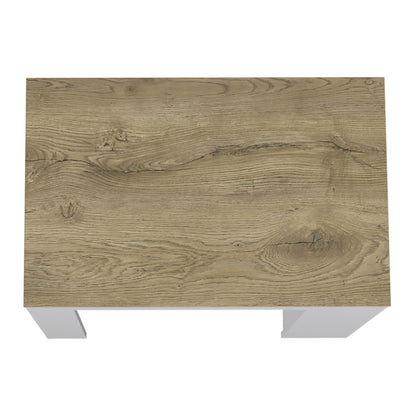Kitchen Island, Kitchen Bar Table 36" H, with 3-Side Shelves, White / Macadamia image 4