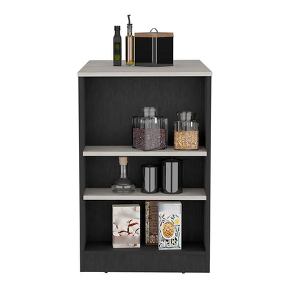 Kitchen Island, Kitchen Bar Table 36" H, with 3-Side Shelves, White, Wengue/ Ibiza Marble Color Finish image 4