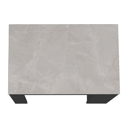 Kitchen Island, Kitchen Bar Table 36" H, with 3-Side Shelves, White, Wengue/ Ibiza Marble Color Finish image 5