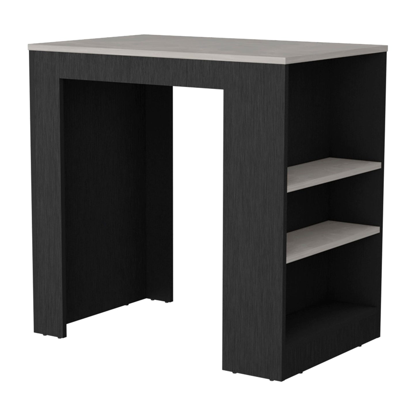 Kitchen Island, Kitchen Bar Table 36" H, with 3-Side Shelves, White, Wengue/ Ibiza Marble Color Finish image 3
