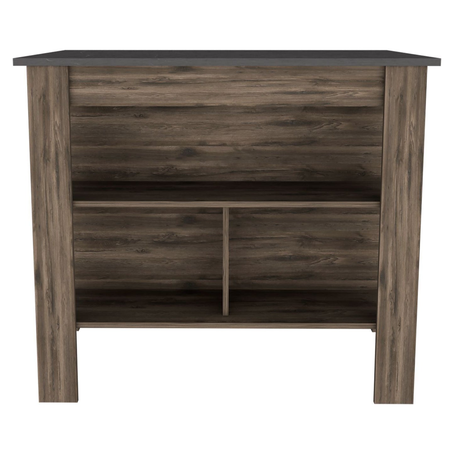 Kitchen Island, kitchen table 35" H, Four Legs, Three Open Storage Shelves, Dark Brown / Onix image 4
