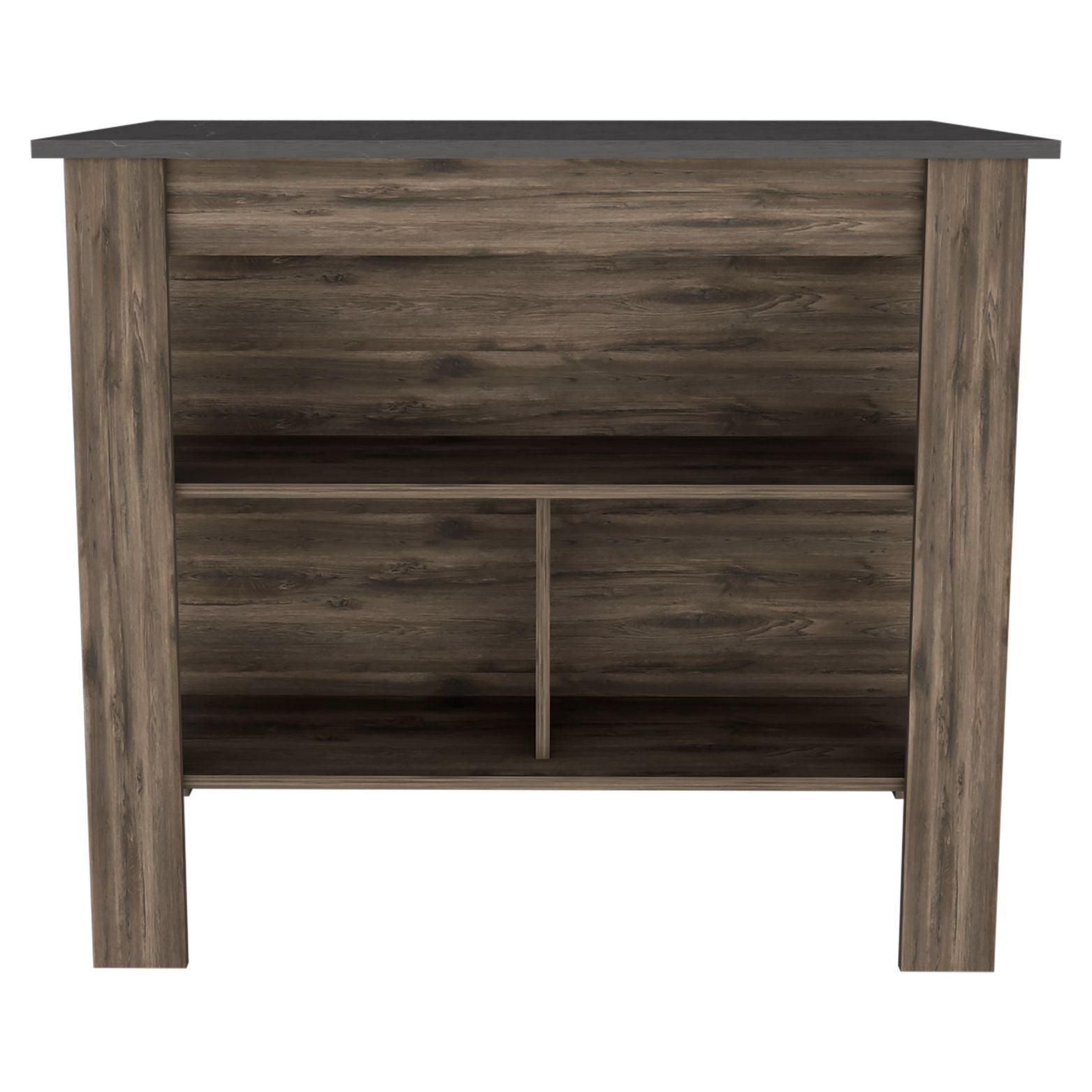 Kitchen Island, kitchen table 35" H, Four Legs, Three Open Storage Shelves, Dark Brown / Onix image 4