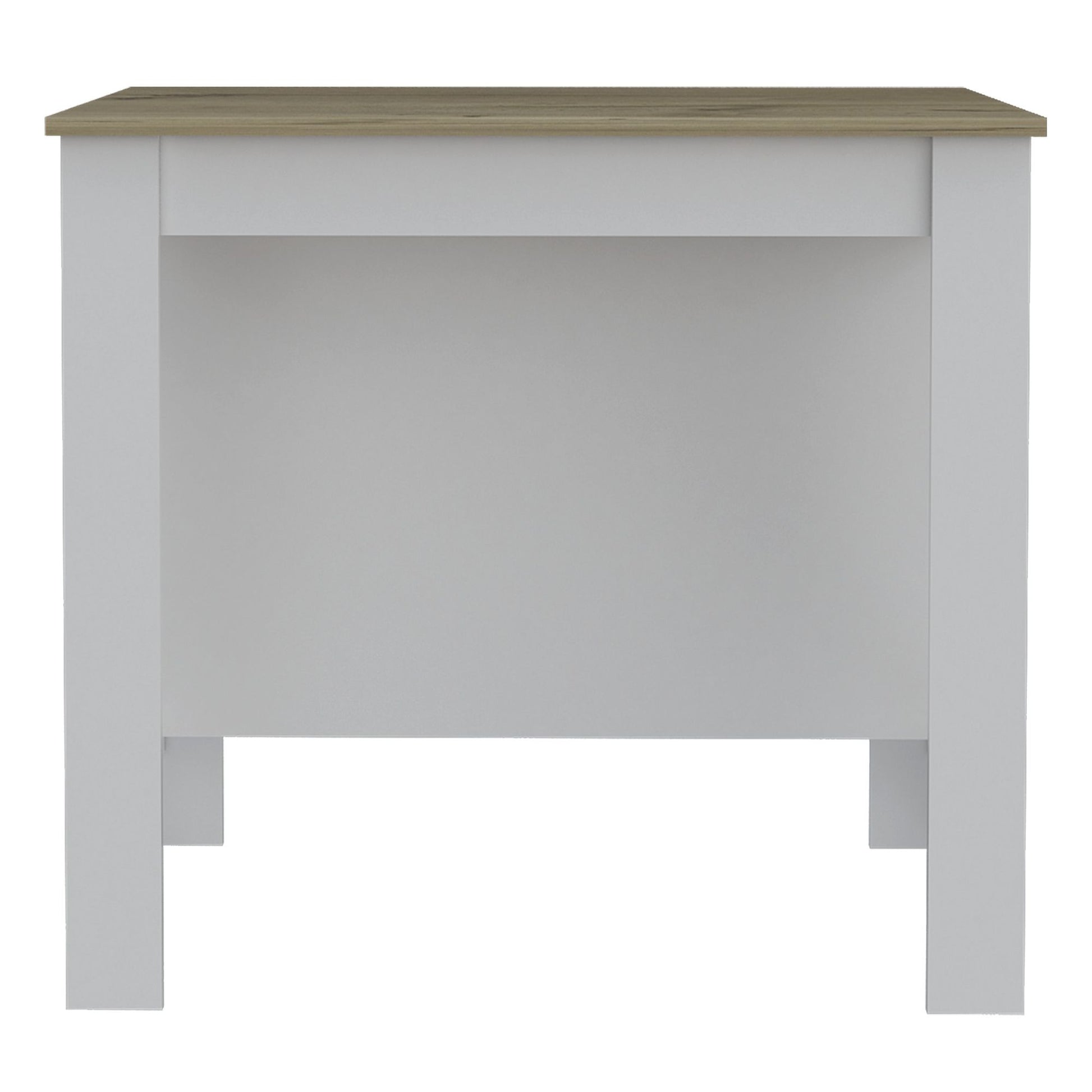 Kitchen Island, Kitchen Table 35" H, Three Open Storage Shelves, Four Legs, White/Light Oak image 5