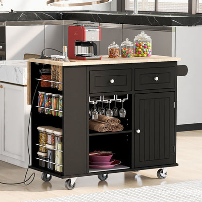 Kitchen storage island with wine rack and power outlet - close up of wine glass holder