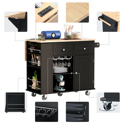 Kitchen island with power outlet - cord storage detail