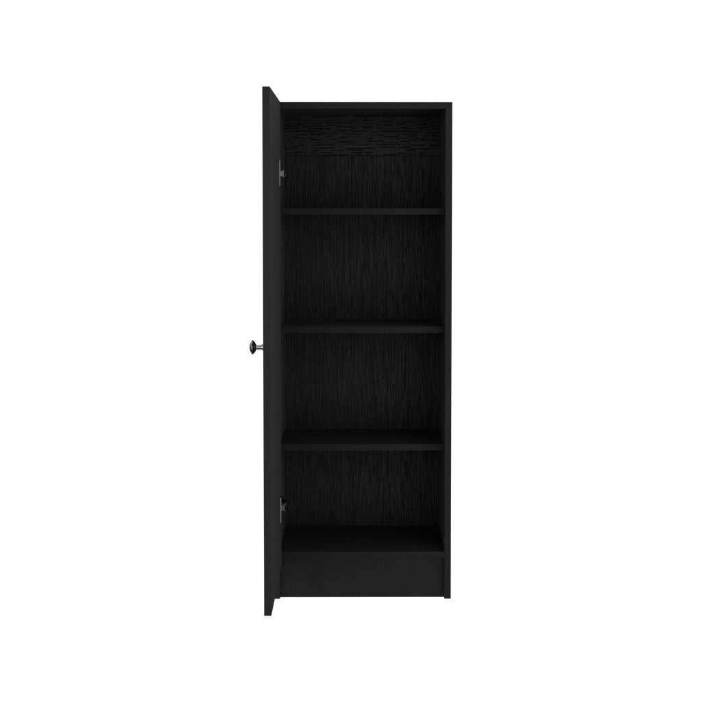 Kitchen Pantry 47" H, One Door Cabinet, Four Interior Shelves, Black image 2
