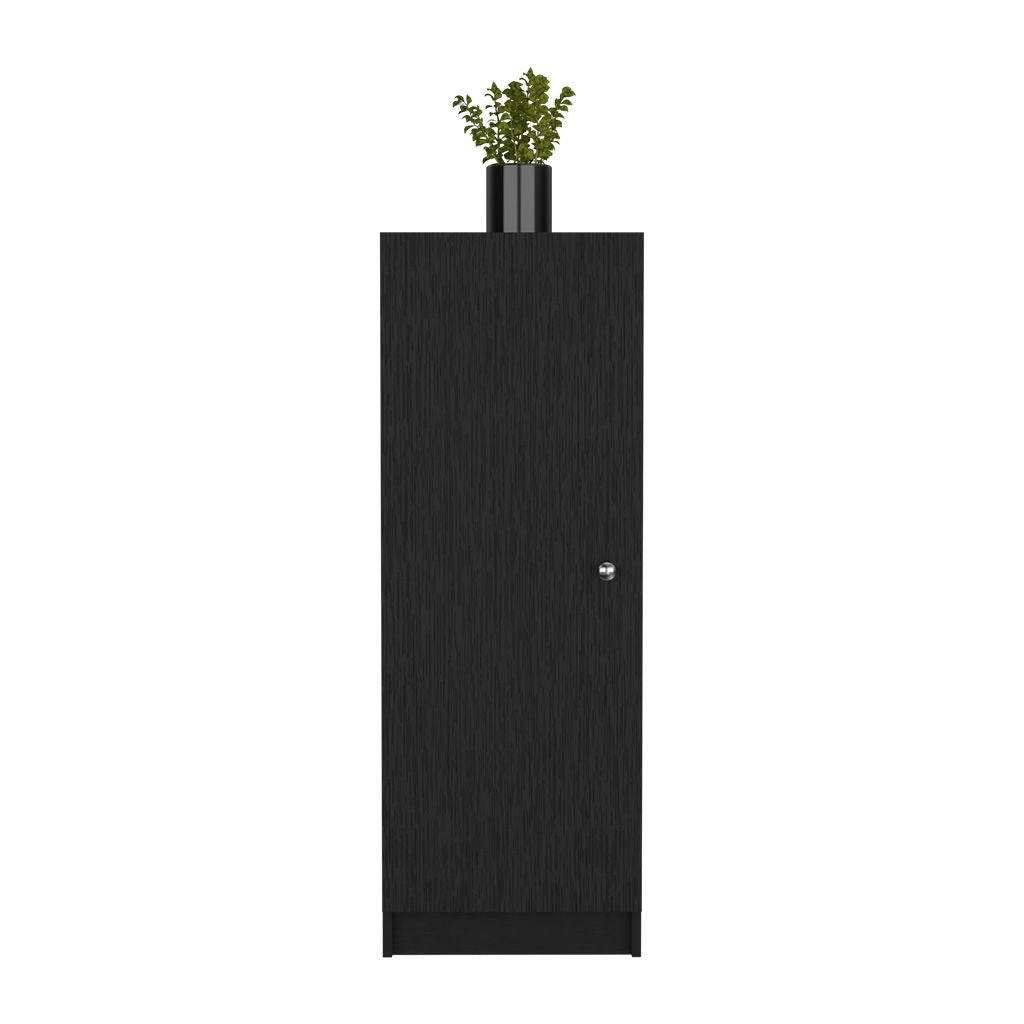 Kitchen Pantry 47" H, One Door Cabinet, Four Interior Shelves, Black image 4