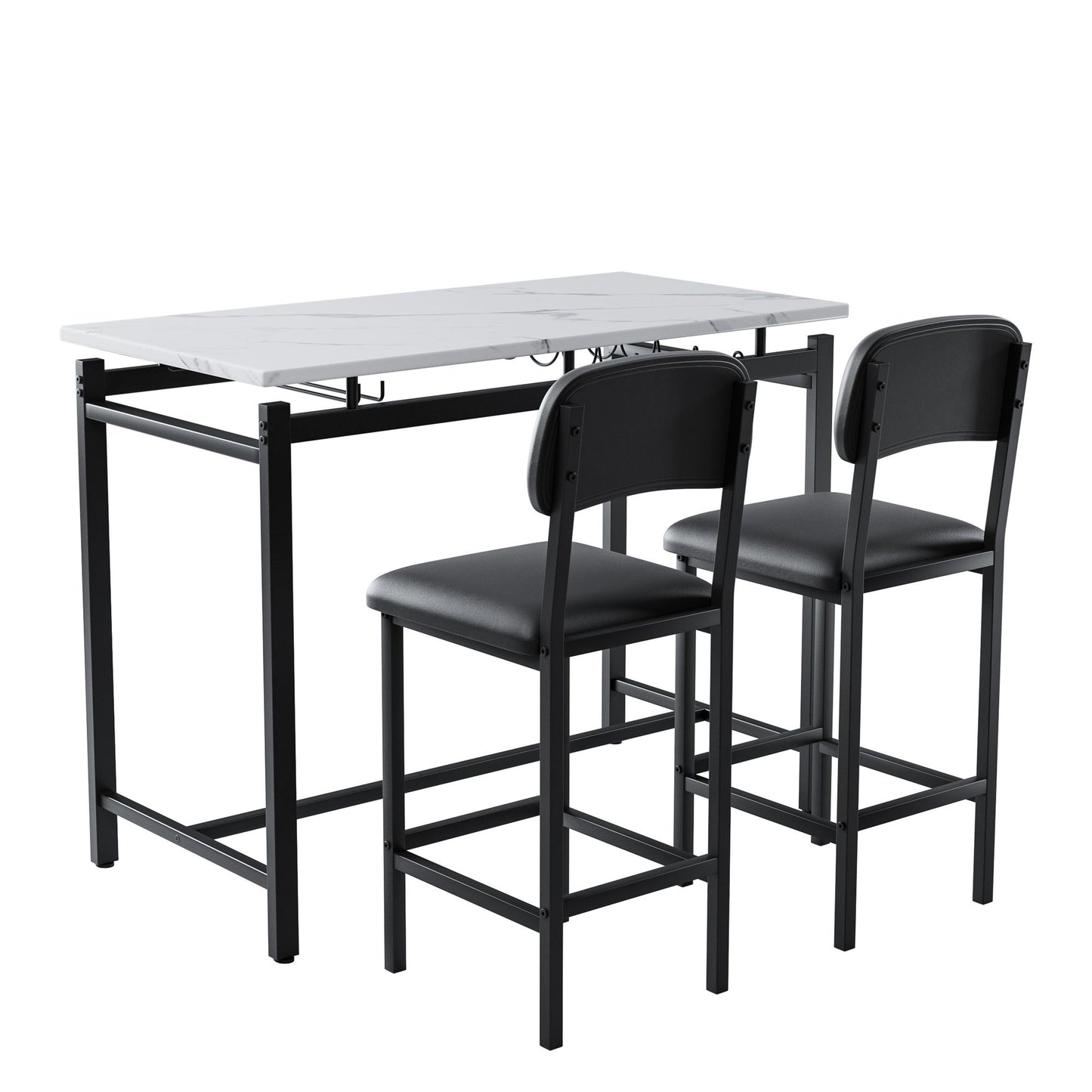 Kitchen Table Set, Dining Table and Chairs for 2, 3 Piece Dining Room Table Set with 2 Upholstered Chairs, Bar Dining Ta image 8