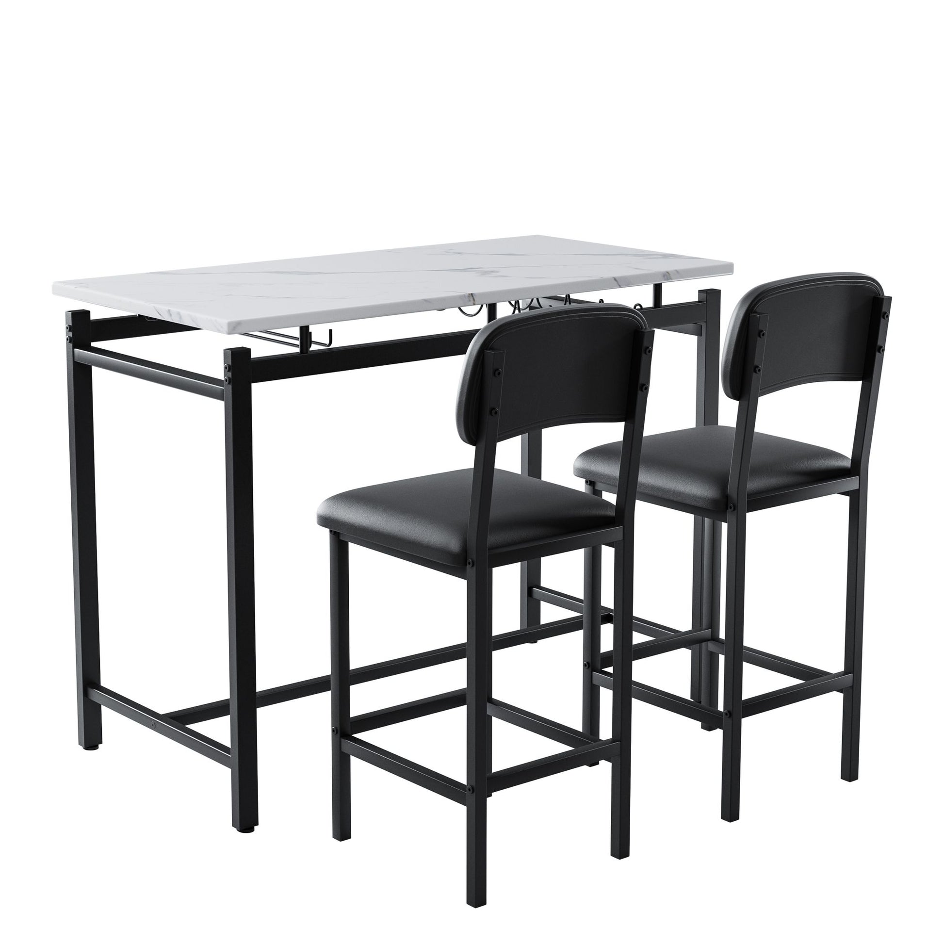 Kitchen Table Set, Dining Table and Chairs for 2, 3 Piece Dining Room Table Set with 2 Upholstered Chairs, Bar Dining Ta image 8