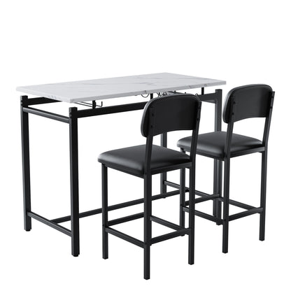 Kitchen Table Set, Dining Table and Chairs for 2, 3 Piece Dining Room Table Set with 2 Upholstered Chairs, Bar Dining Ta image 8