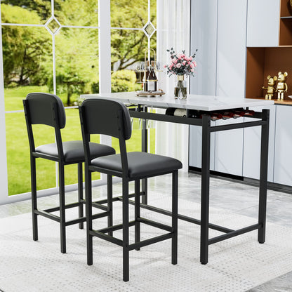 Kitchen Table Set, Dining Table and Chairs for 2, 3 Piece Dining Room Table Set with 2 Upholstered Chairs, Bar Dining Ta image 2