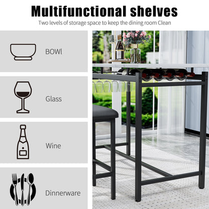 Kitchen Table Set, Dining Table and Chairs for 2, 3 Piece Dining Room Table Set with 2 Upholstered Chairs, Bar Dining Ta image 9
