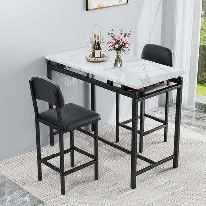 Kitchen Table Set, Dining Table and Chairs for 2, 3 Piece Dining Room Table Set with 2 Upholstered Chairs, Bar Dining Ta image 3