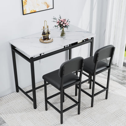 Kitchen Table Set, Dining Table and Chairs for 2, 3 Piece Dining Room Table Set with 2 Upholstered Chairs, Bar Dining Ta image 4