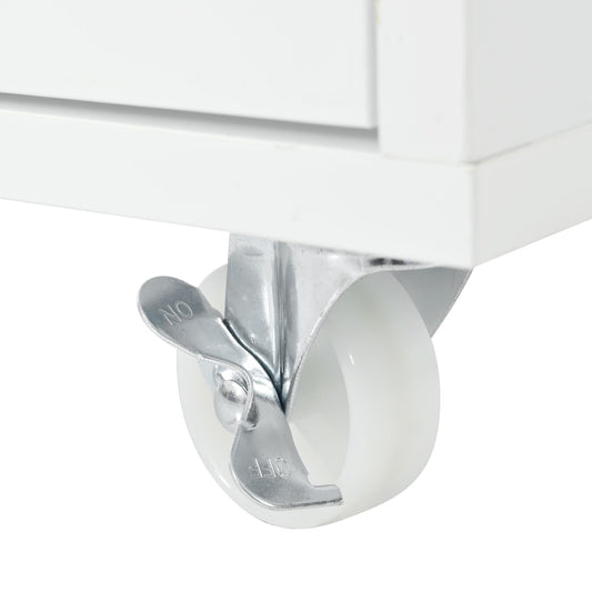 K&K Rolling Kitchen Island With Extended Table, Kitchen island on Wheels with LED Lights,Power Outlets and 2 Fluted Glas image 1