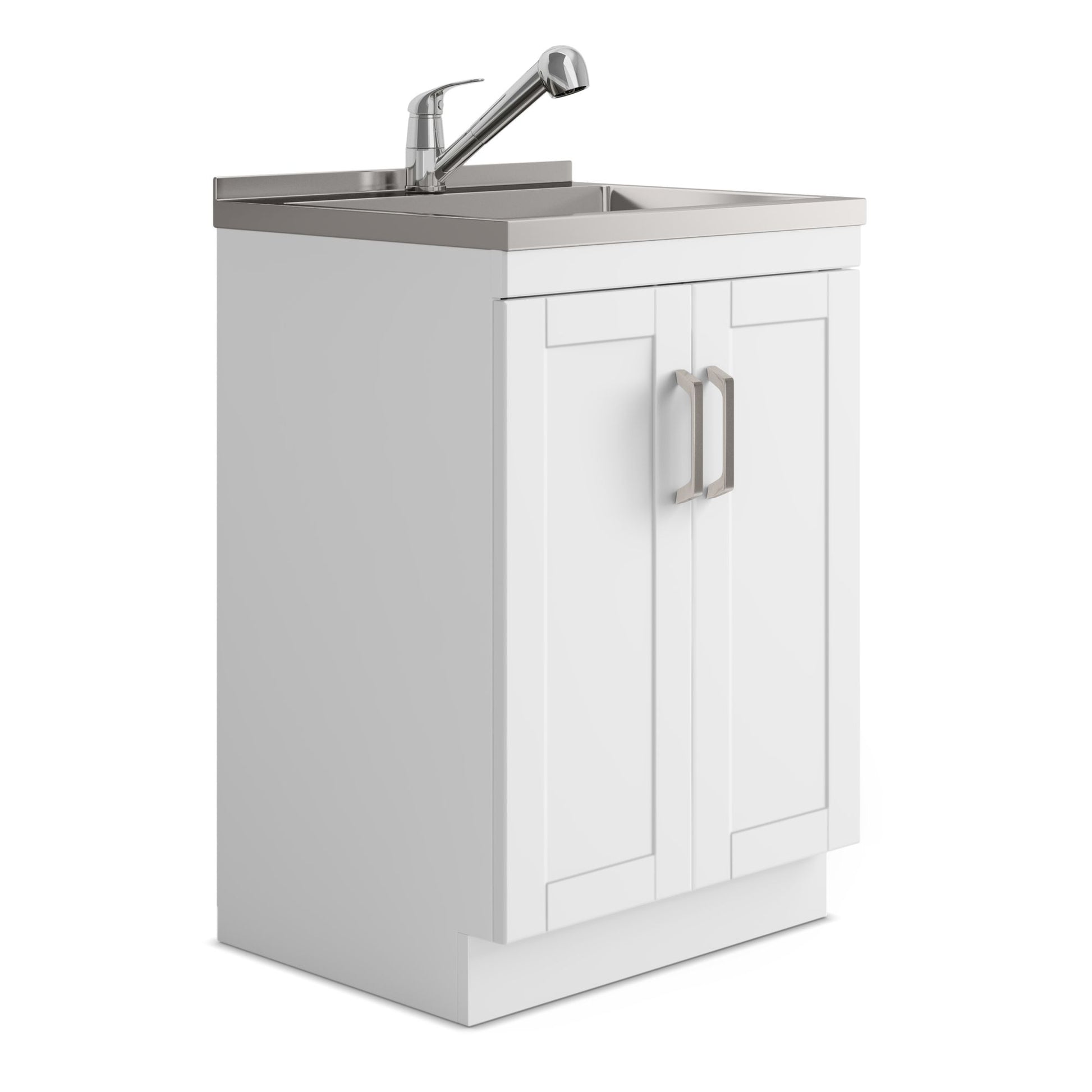 Kyle - 24" Laundry Cabinet with Faucet and Stainless Steel Sink - White image 1