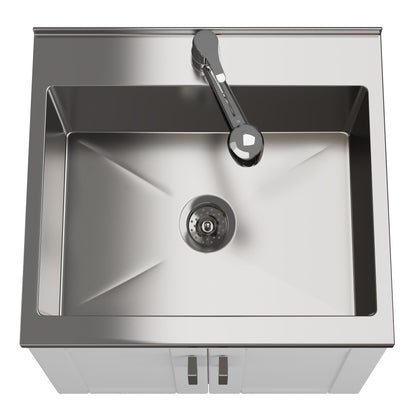 Kyle - 24" Laundry Cabinet with Faucet and Stainless Steel Sink - White image 2