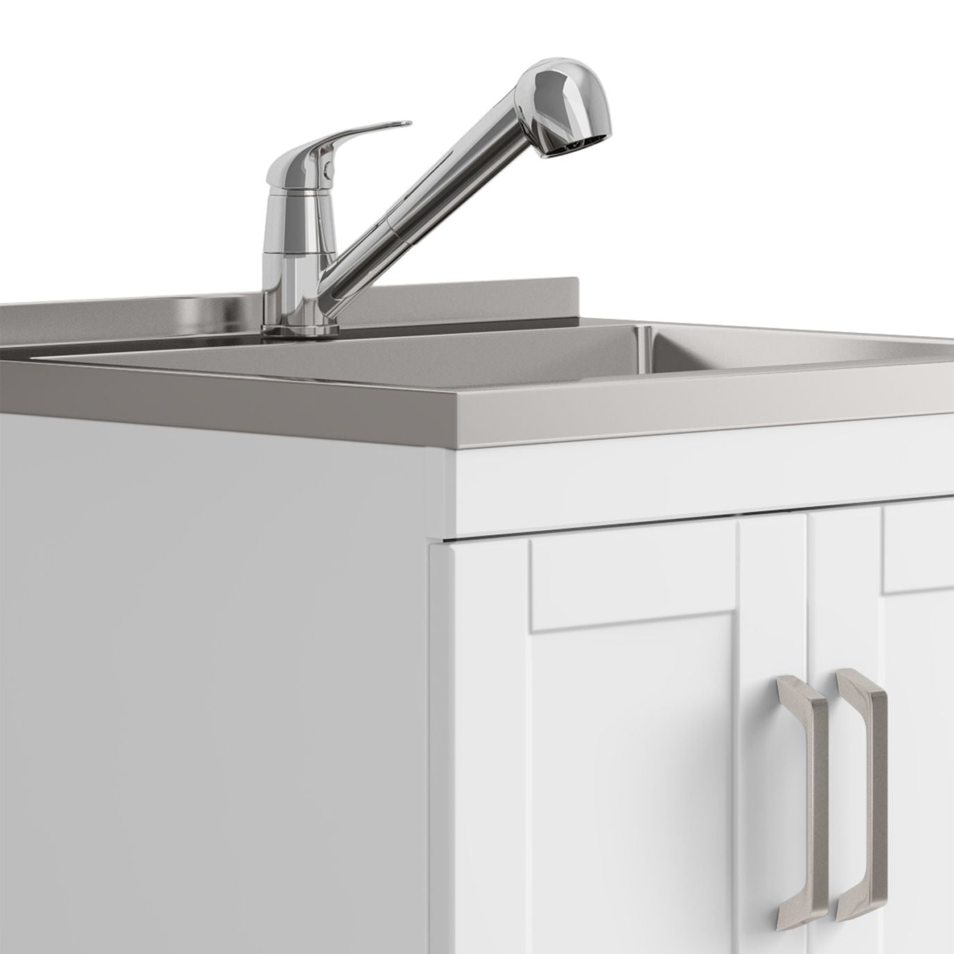 Kyle - 24" Laundry Cabinet with Faucet and Stainless Steel Sink - White image 5